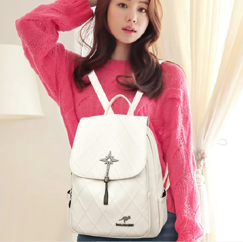 luxury-korean-fashion-soft-leather-backpacks-women's-tassel-designer-high-capacity-shoulder-bags-totes-diamond-lattice-backpack