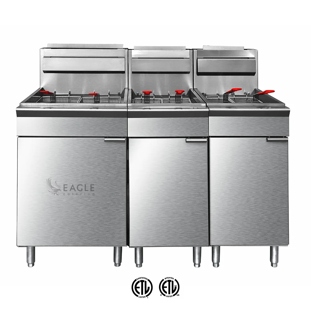 ETL-Certified EAGLE 5 Burner 35L Commercial Gas Deep Fryer Chicken Frying Machine For Pizza Bread Restaurant Use Made In China
