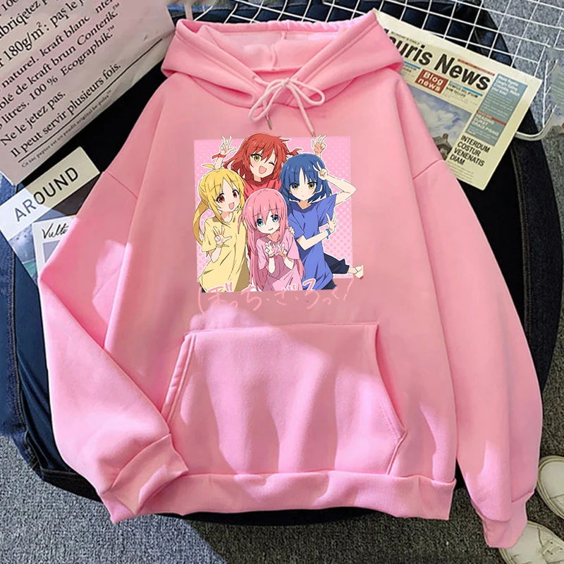 Autumn And Winter Popular Anime Bocchi The Rock Printed Hooded Hoodies For Women Coat Fashion Plus Size Clothing