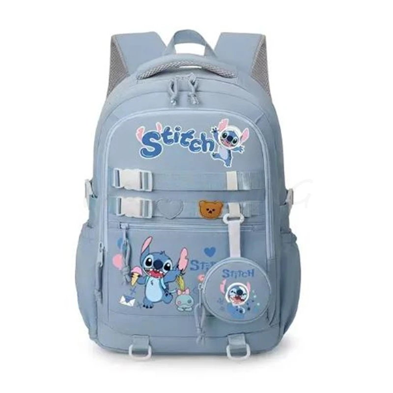 MINISO Disney Stitch Popular Backpack Sweet Soft Large Capacity Student Schoolbag College Students Fashion Laptop Simple Mochila