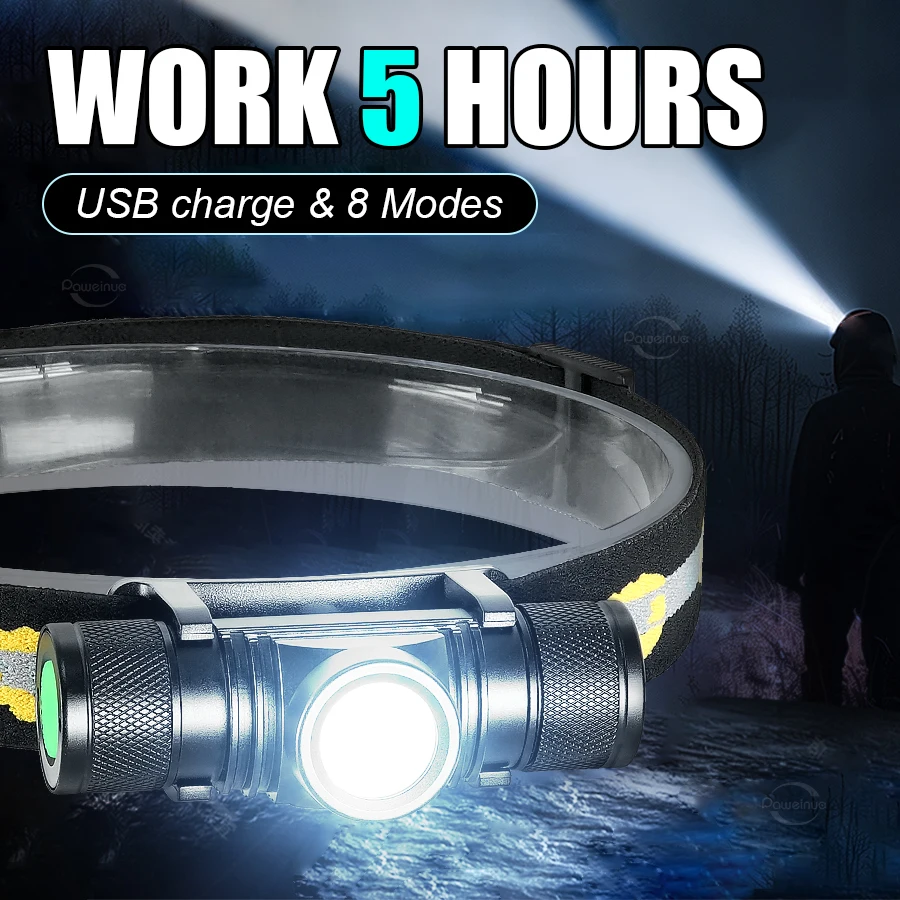 

Перезаряжаемый налобный фонарь 18650 Сверхлегкий портативный налобный фонарь Светодиодный налобный фонарь 8 режимов Ночная езда Кемпинг Рыбалка Пеший туризм Налобный фонарик