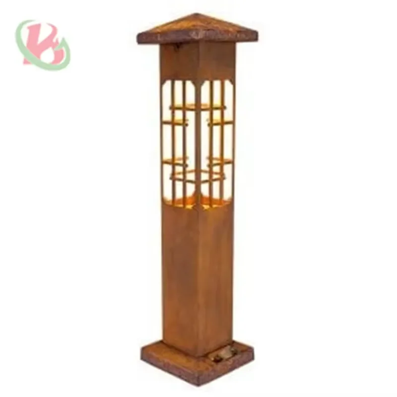 Corten Steel Bollard Light Modern Combo Post Top Bollard Lights for Home Decoration Outdoor Lights Bollard