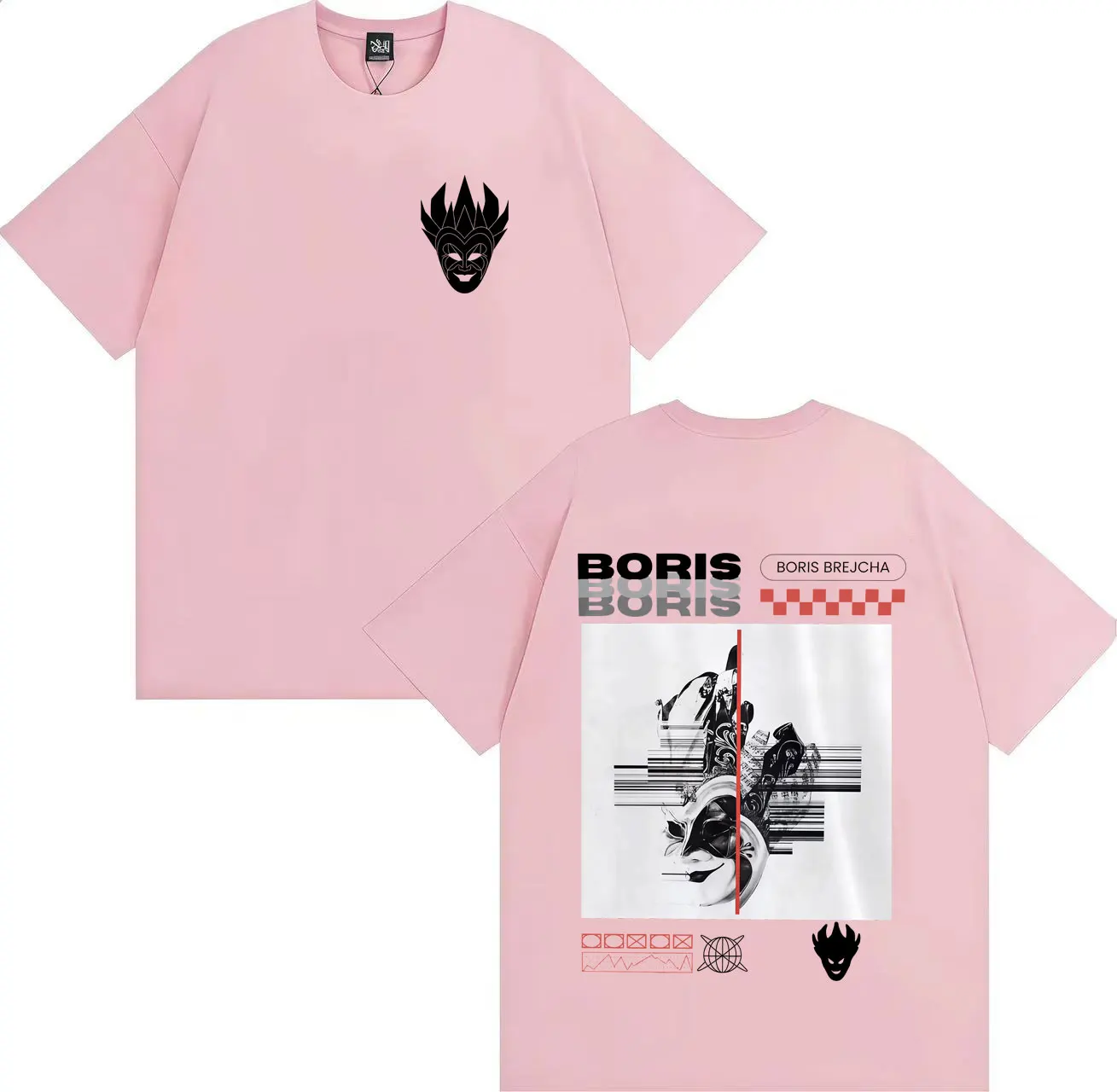 2025 بوريس بريجشا جولة الهيب هوب قناع موضة تي شيرت رجل إمرأة الصيف تي شيرت الهيب هوب تيز Crewneck Y2K قصيرة الأكمام تي شيرت #6