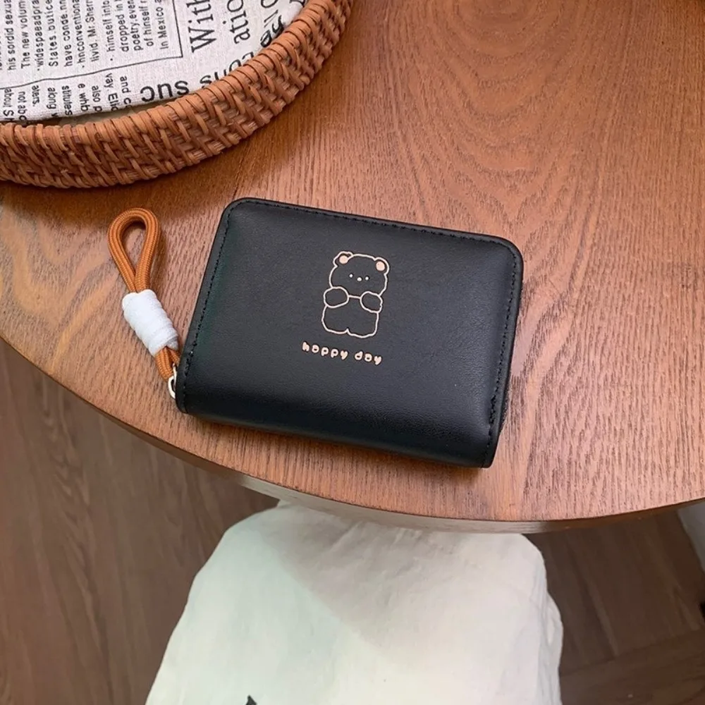 Dompet Wanita Kartun Lucu Beruang Kelinci Kucing Kulit PU Tempat Kartu dan Koin