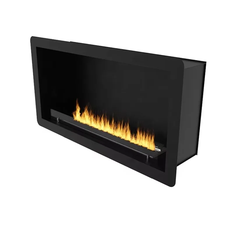 

Modern 1500mm Single Opening Flame Decorative Ethanol Mirror TV Stand Steel Table Fireplace Remote Control Easy Insert