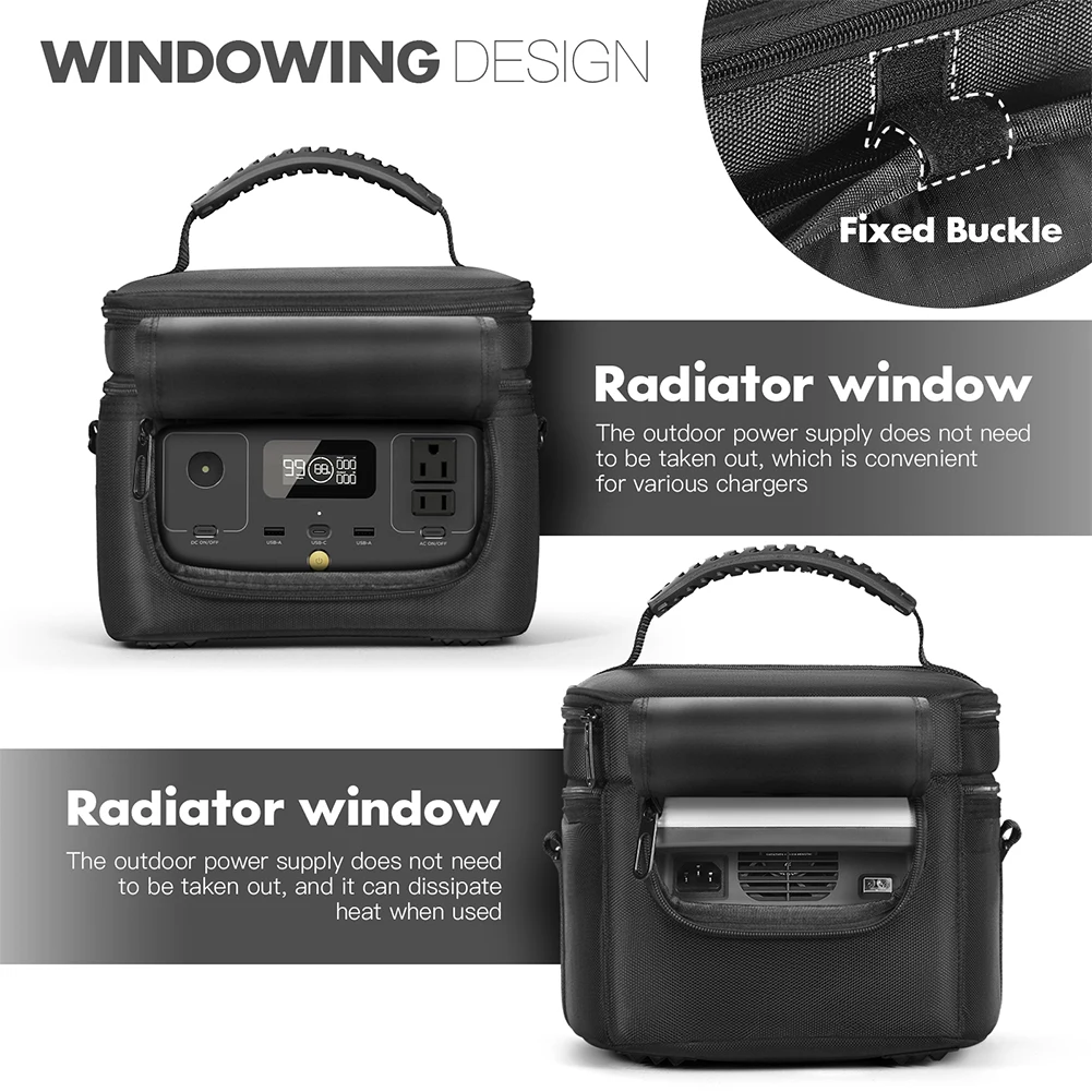 Carrying Case for Ef Ecoflow River 2 Travel Storage Bag Protective Case Dustproof Multiple Pockets with Shoulder Strap & Handle