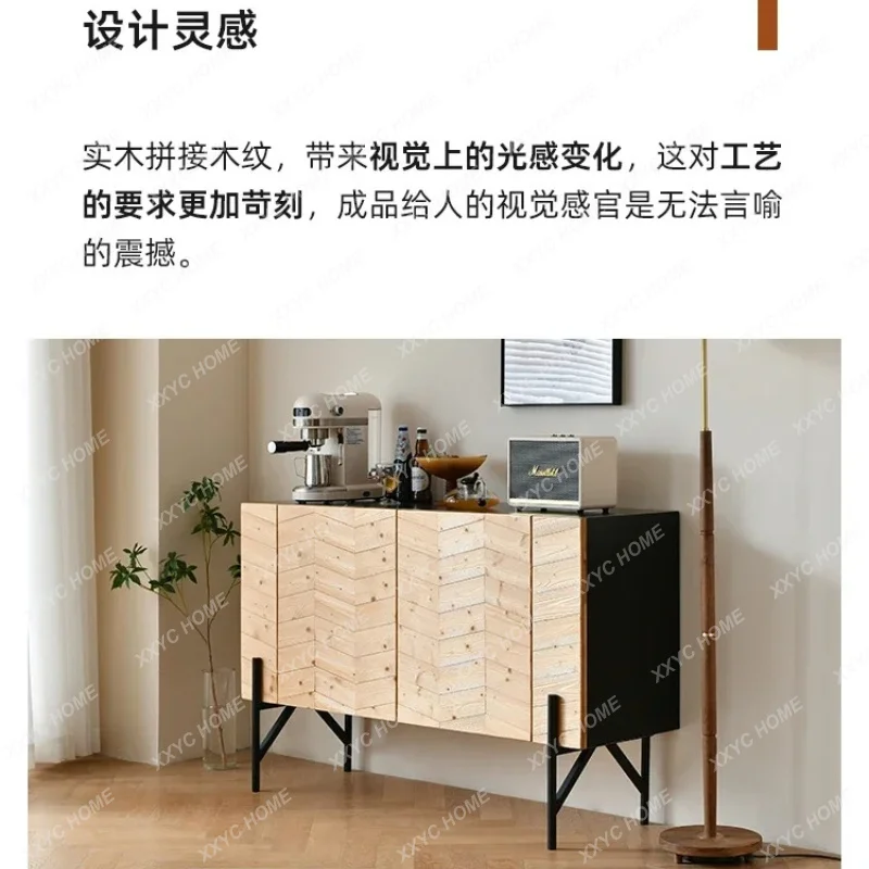 XX retro black solid wood parquet storage shoe cabinet modern entrance side cabinet