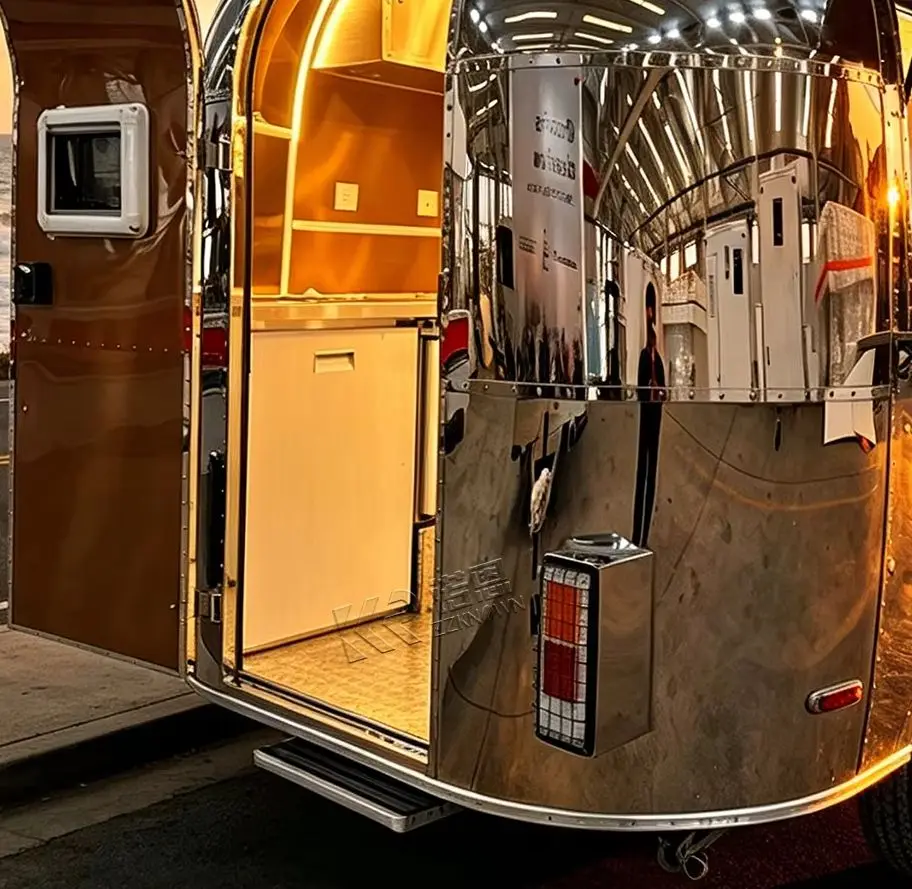 Camping Trailer Mobile Kitchen Restaurant Kiosk Street Pizza Truck Hot Dog Cart Caravan Food Trailer