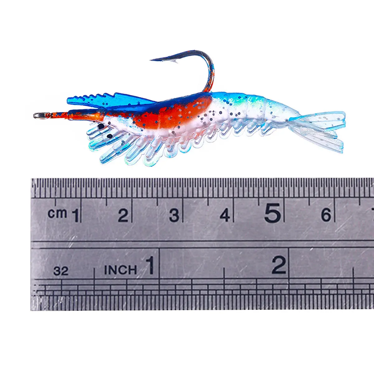 5pcs/Lot Luminous Shrimp Fake Baits Soft Simulation Prawn Lure Fishy Smell Artificial Trout Bait Single Hook Sea Fishing Tackle