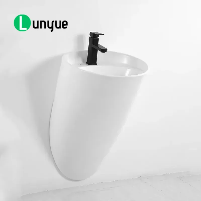 Modern Ceramic Wall Mounted Bathroom Sink Integrated Wash Basin New Design Sanitary Ware Space Saving Easy Clean
