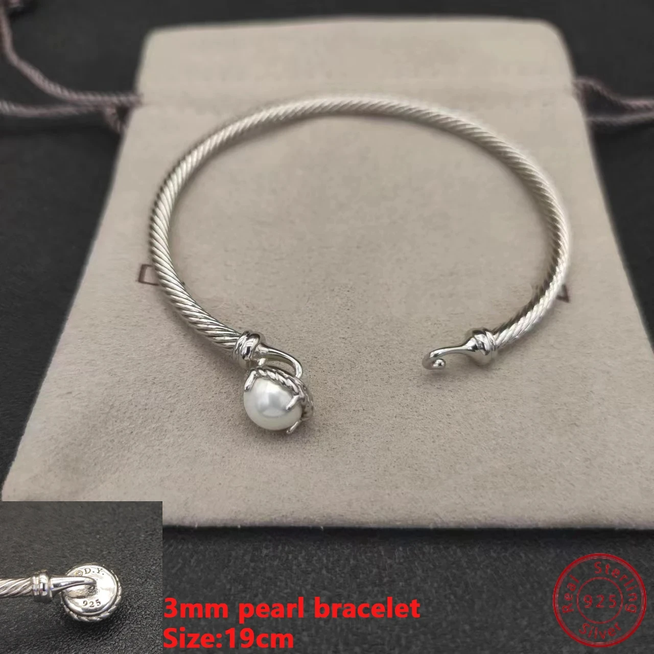 High Quality Fashion Dy Open Silver Pearl Bracelet