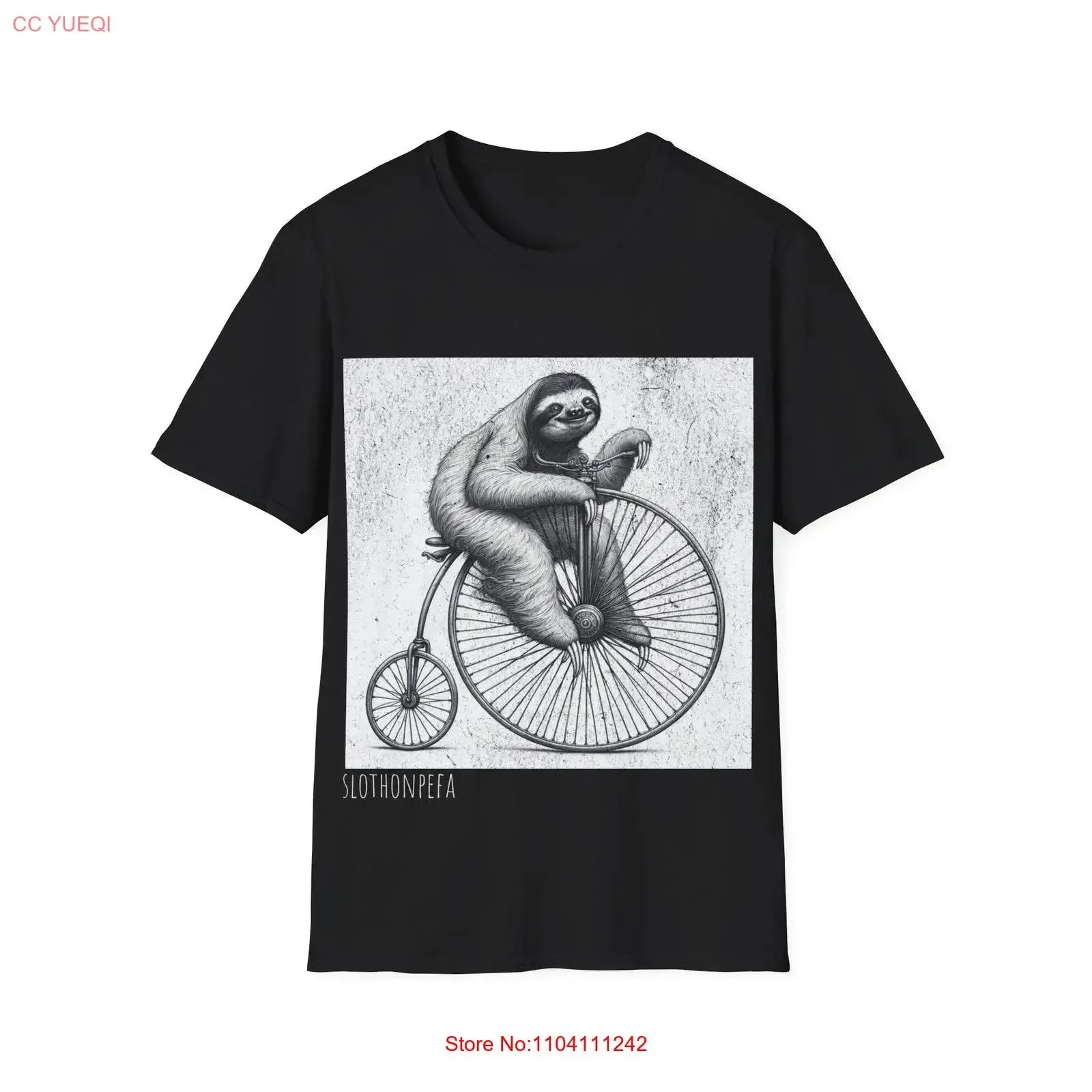 

Футболка Slothonpefa Softstyle, ленивец, езда на пенни-поarthing Bike, странный, но уникальный дизайн, винтажная стираная мягкая мода