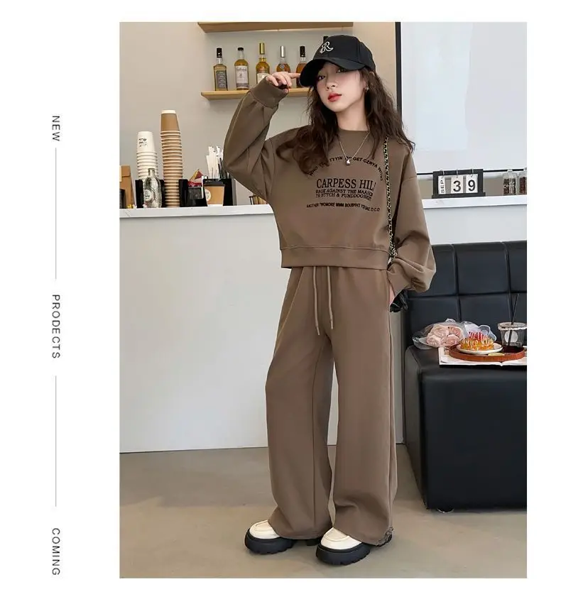 2026 Herbst Winter Kinder Mädchen Kleidung Set Kinder Buchstaben-Sweatshirt Crop Top + Weite Hose Trainingsanzug 4 5 6 7 8 9 10 11 12 Jahre – Detail 8