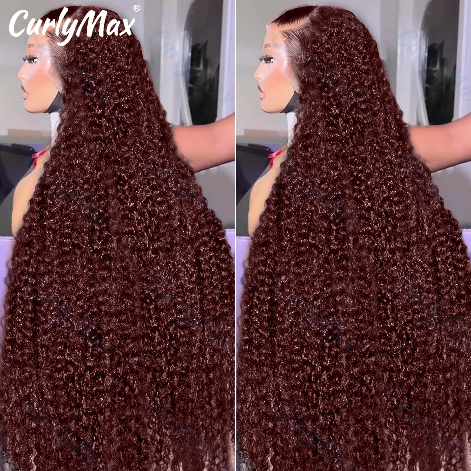 Brazilian 30 36 Inch Reddish Brown Deep Wave 13x6 HD Lace Frontal Wig 200% Loose Curly 13x4 Lace Front Human Hair Wigs For Women