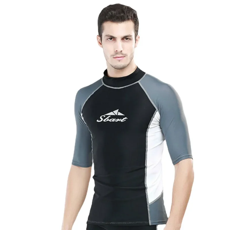 SBART-Short Sleeve Surfing T-Shirt and Swimming Short Pants for Men Sun Protection Swimwear Rash Guard UPF 50 + Rashguard