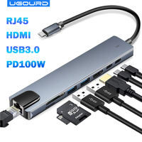 USB 3.0 Type C HUB USB C Docking Station to HDMI 4K 30HZ Type C to RJ45 1000Mbps Ethernet Adapter VGA Extender Headphone PD 100W