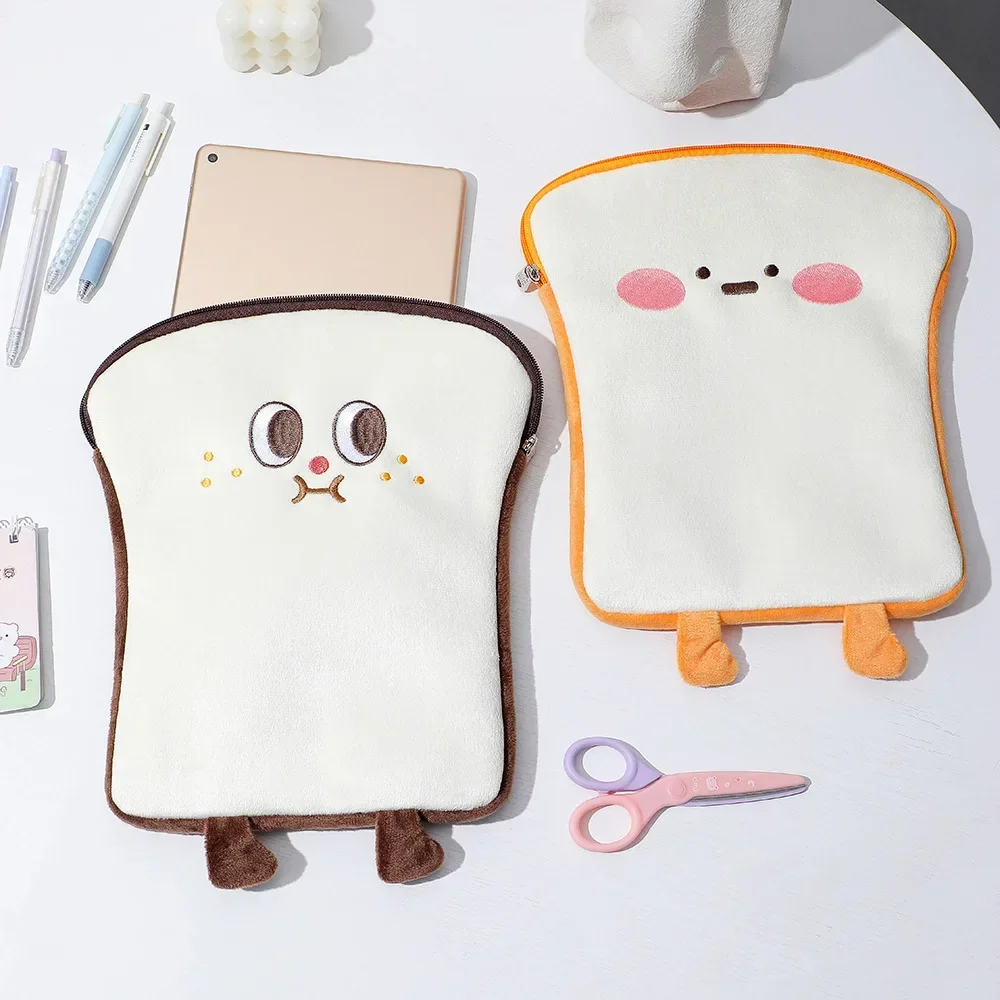 

Cartoon Toast Plush Tablet Computer Bag for Girls IPad Inner Liner Bag for Students 10.2 Inch 11 Inch Tablet Storage Bag