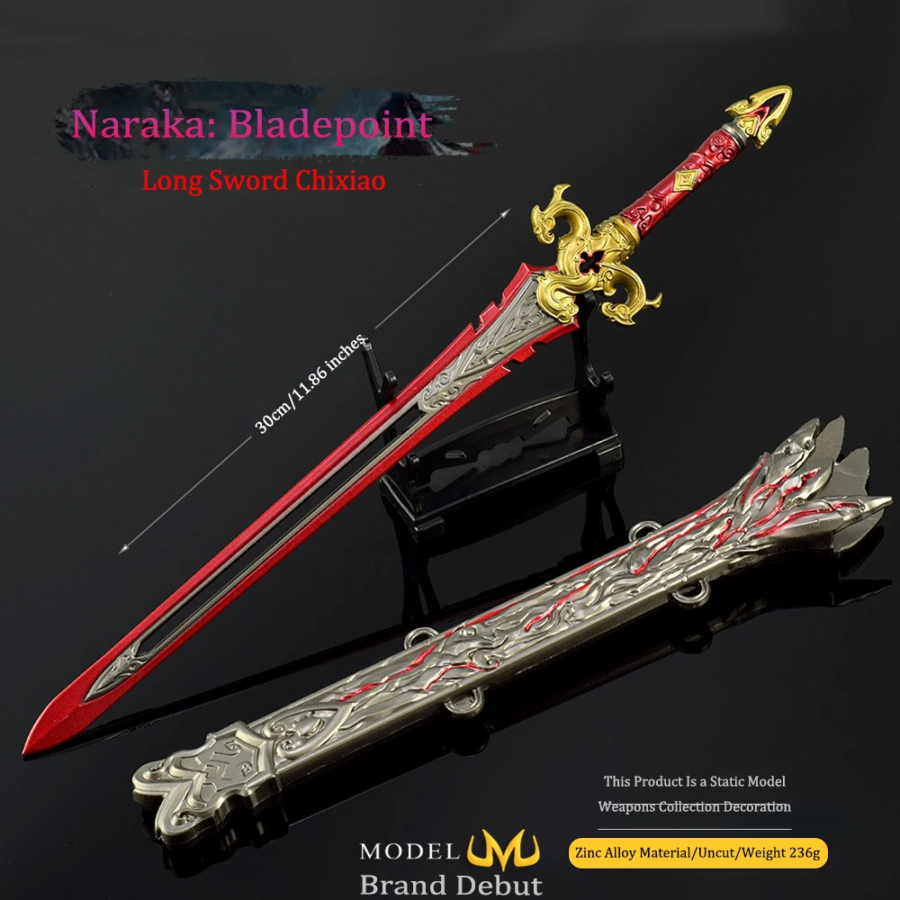 30 ซม./11.81In Naraka: Bladepoint เกมดาบยาว Chixiao 30 ซม.-โลหะหัตถกรรมดาบ Sheath ของเล่นดาบชุดของขวัญ