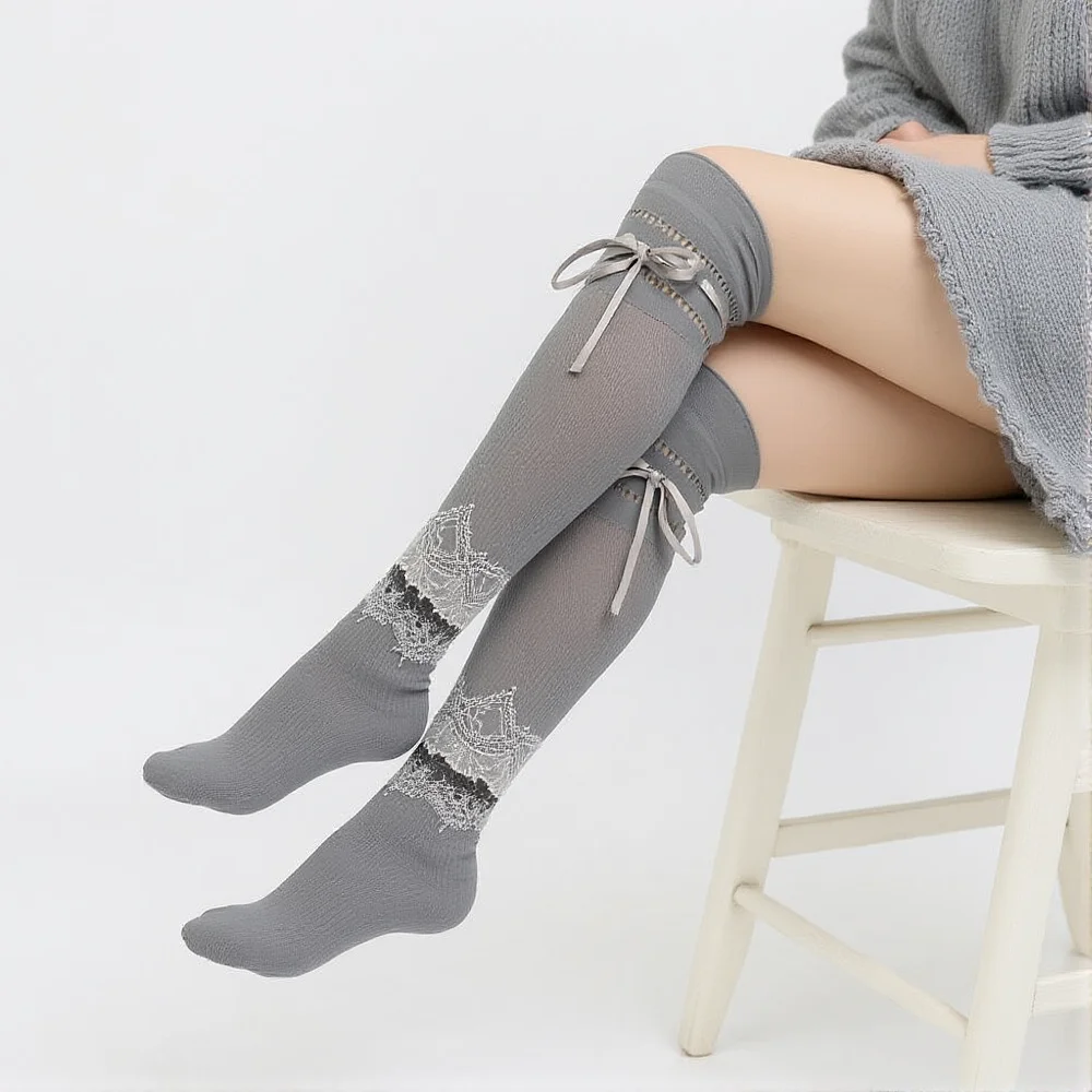 الخريف الشتاء الباليه نمط الفخذ العليا الجوارب الدانتيل الحلو حبل ضيق خيوط هندسية الماس مكافحة التمزق الصيد صافي الجوارب #1