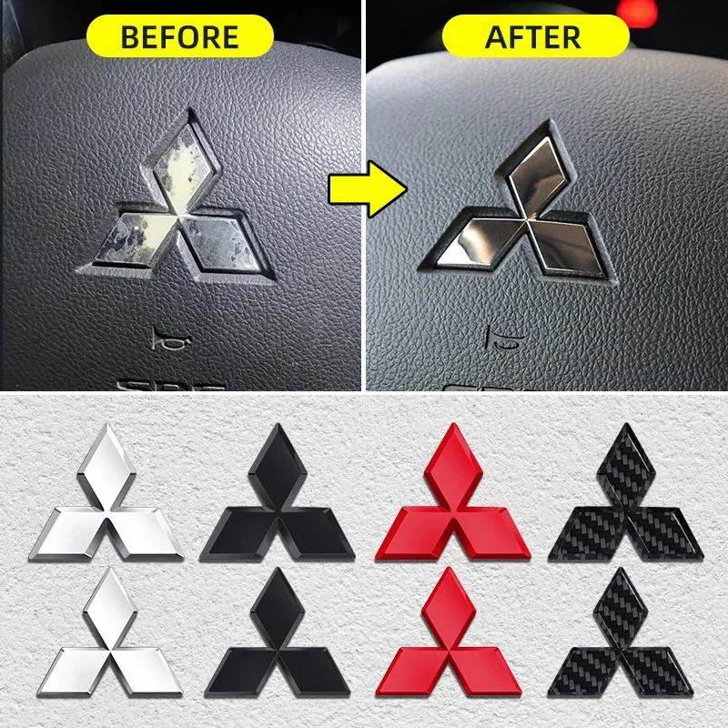 ABS Car Steering Wheel Center Sticker Emblem Badge For Mitsubishi ASX Ralliart Lancer Cordia Pajero Outlander Eclipse L200 EVO
