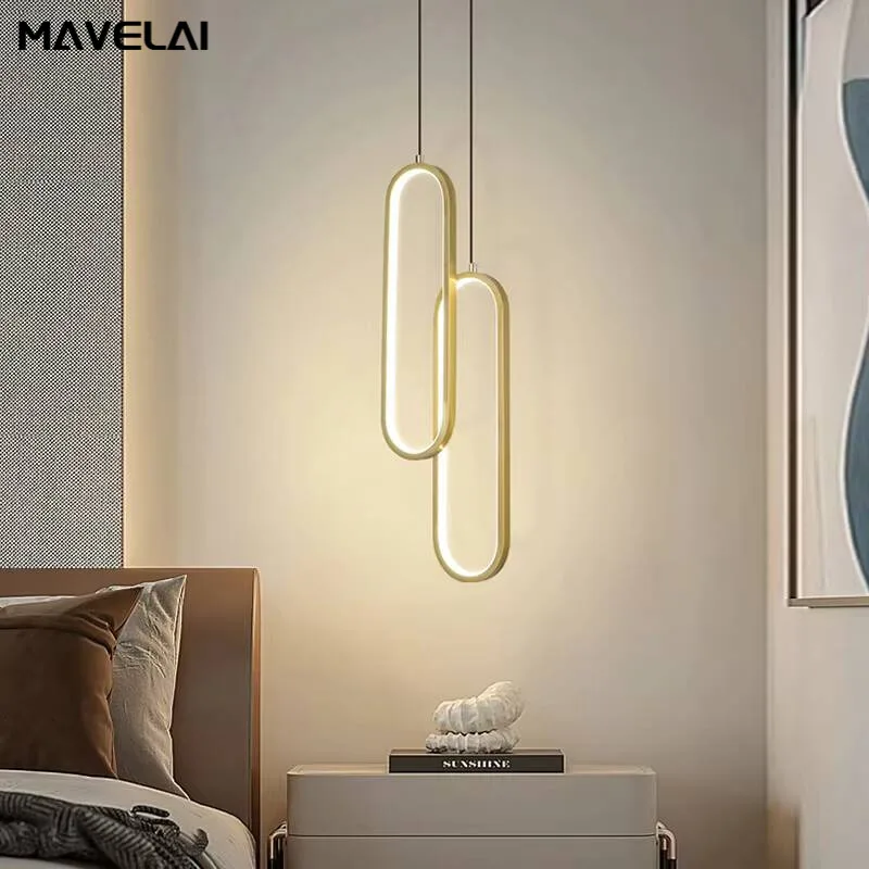 Simple Modern Led Pendant Lights Living Room Bedroom Study Balcony Ring Black Gold Chandeliers Home Indoor Decor Lighting Lamps