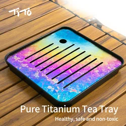 TiTo Titanium Crystallized Ice Flower Tea Tray Tea Base Tea Tray Panel Draining Artifact Kung Fu Tea Set Chassis Small Tray