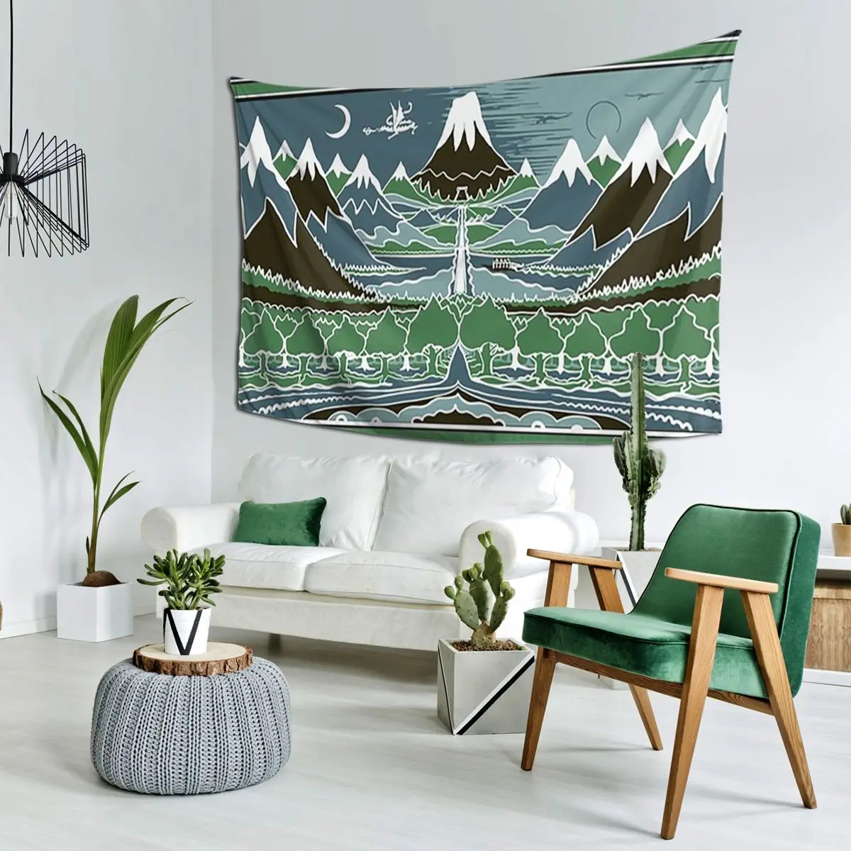 Forest Mountain Path In The Style Of J.R.R.Tolkien Tapestry Funny Wall Hanging Aesthetic Home Decor Tapestries for Living Room