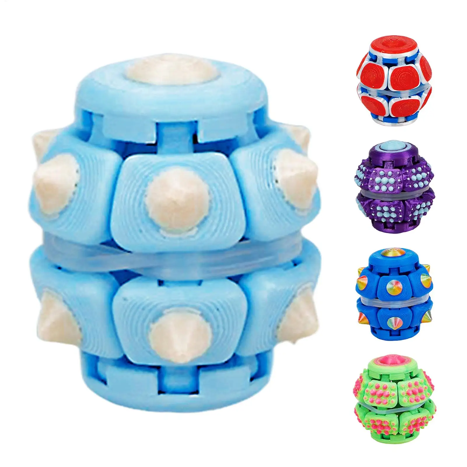 3D Printed Hand Press Toy Finger-pressing Stress-relieving Ornament 3D Printed Press-to-Spin Gear Fidget Ball for Teens Boys