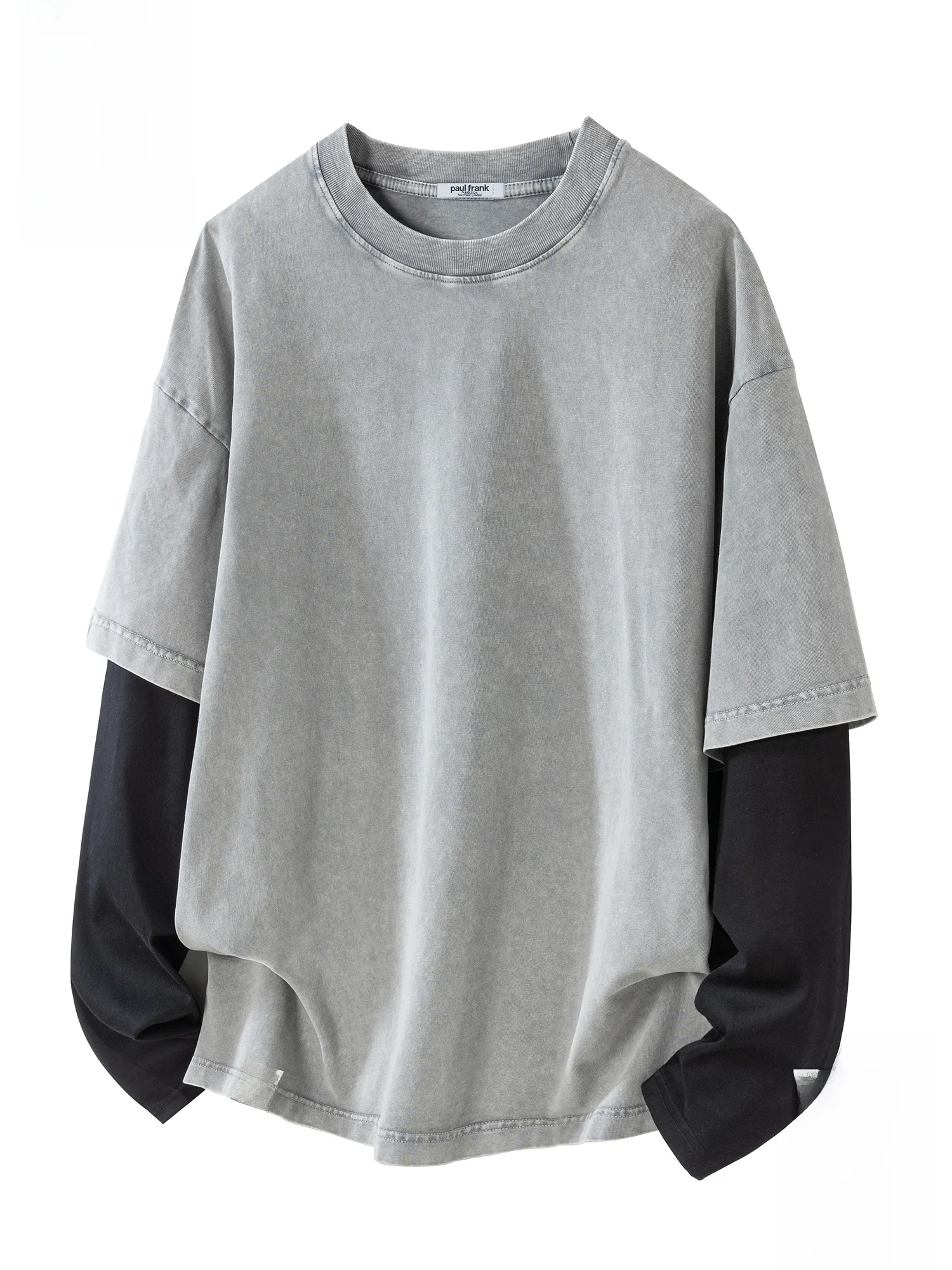 

Loose Long Sve Crew Ne T-irt for Men Monkey Brand Spring Season Color Blo Patchwork Breathable Cotton irt