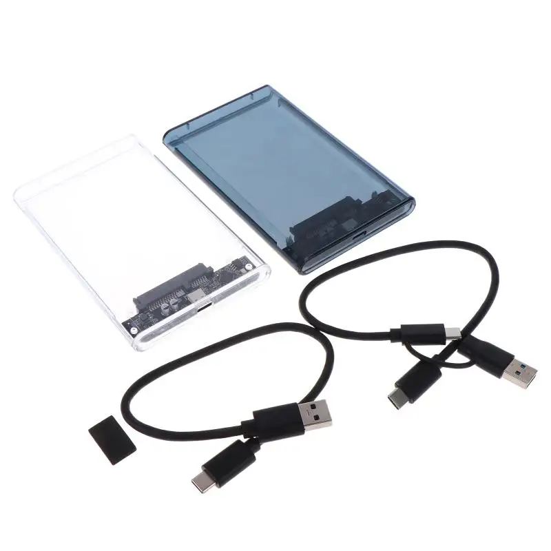 USB Type C 2.5 Inch External Storage Case SATA To USB 5Gbps HDD SSD Case Transparent Hard Drive Enclosure Support For PC Laptops