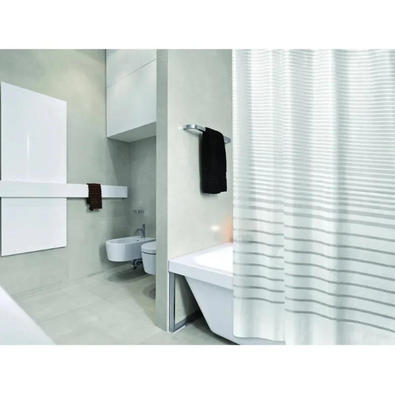 Shower Curtain in White Stripe Design
