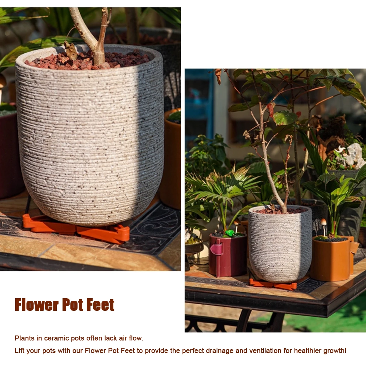 10/30 PCS Plant Pot Feet Flower Pot Risers Stand with Holes Drainage Saucer Pads Prevent Root Rot for Indoor Outdoor Plants