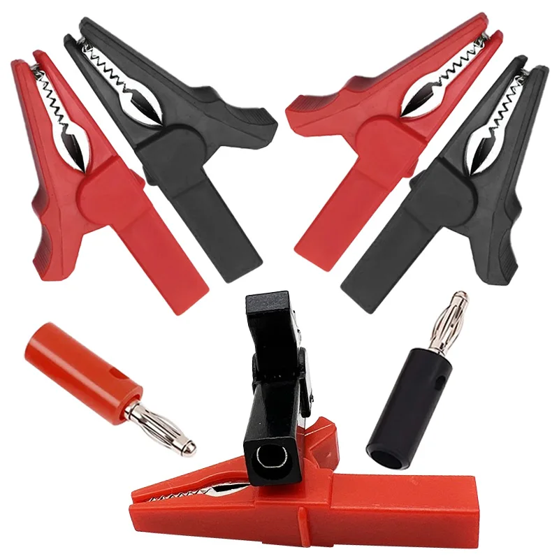 55mm Alligator Clips + 4mm Banana Plug Socket, Crocodile Clip Alligator Clamp Multimeter Pen Test Probes Cable Wire