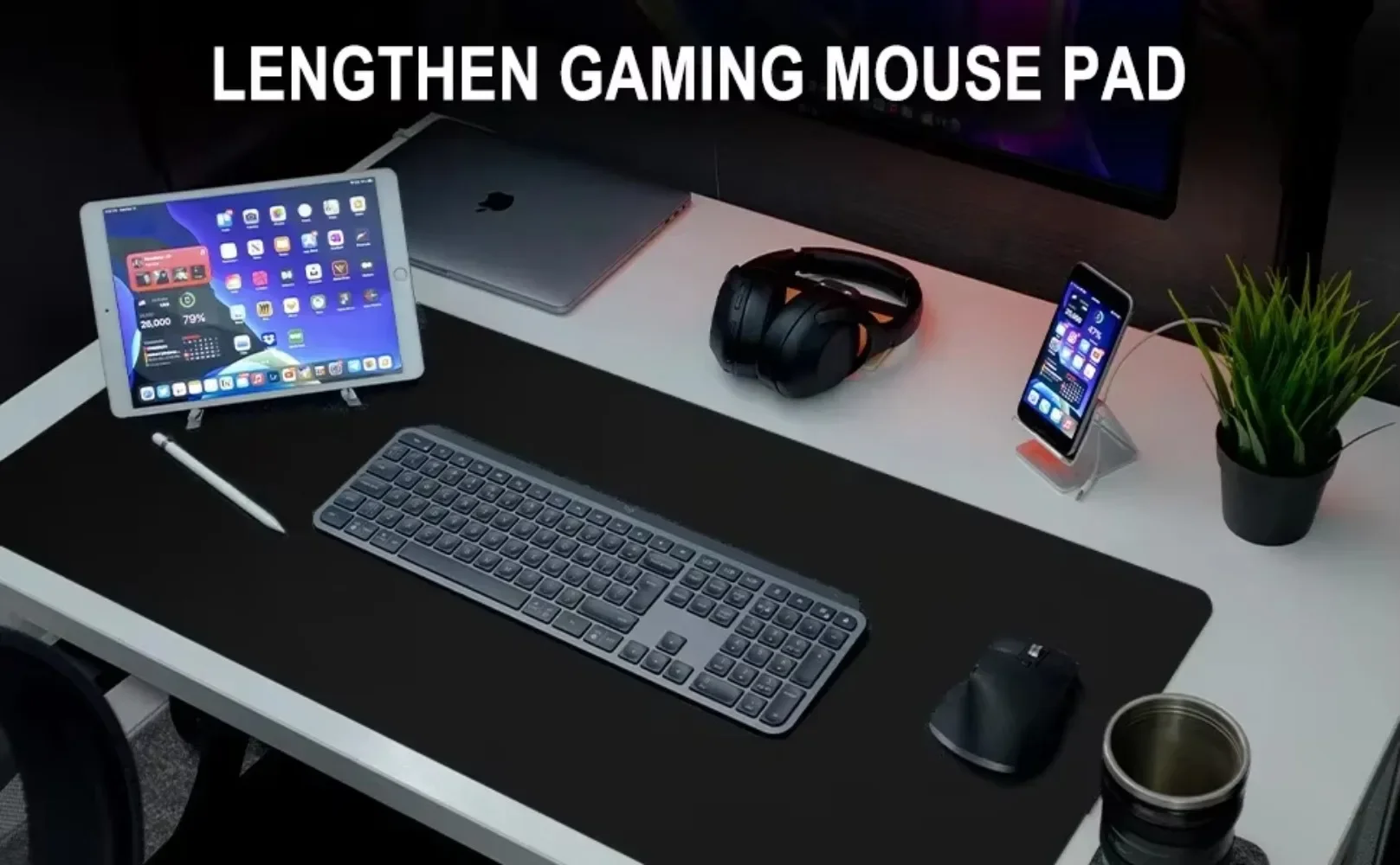 Black Mouse Pad Large Gaming Mousepad Stitched Rubber Keyboard Desk Mat Offices Gaming Accessories Computer Xxl Mouse pad Black