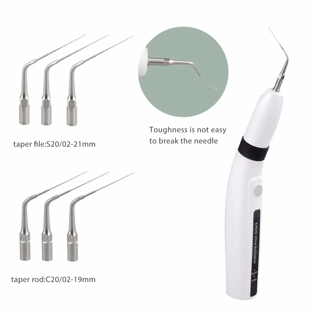 Dental Endo Sonic Scaler - Wireless Ultrasonic Activator for Root Canal Irrigation and LED-Enhanced Tooth Treatment