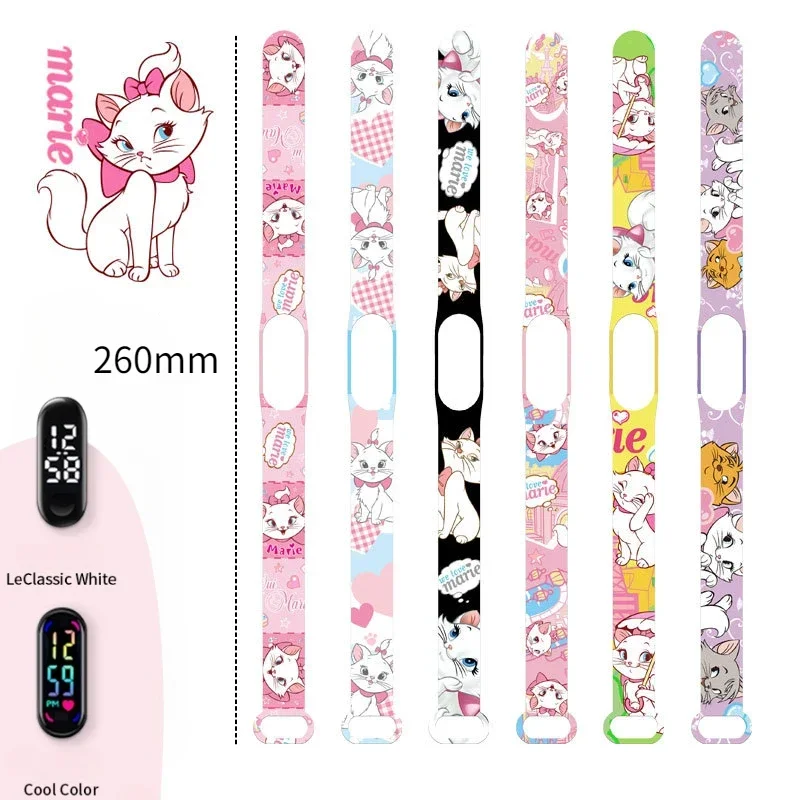 Disney Marie Cat Kids Watches The Aristocats Anime Figures Marie Cat LED Luminous Watch Touch Waterproof Electronic Sports Watch