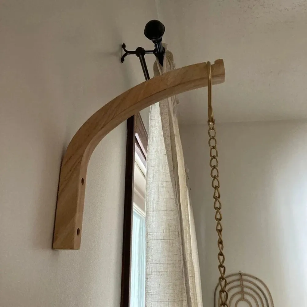 

2pcs Plant Display Natural Wood Wall Plant Hangers Hook Design Hanging Bracket Flower Bracket Pot Hook Wind Chimes Hanging