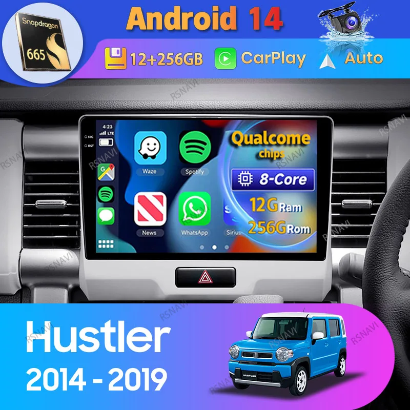 Android 14 Carplay Auto For Suzuki Hustler 2014 2015 - 2019 Car Radio GPS Navigation 2 Din DSP Video Stereo Player 360 Camera BT