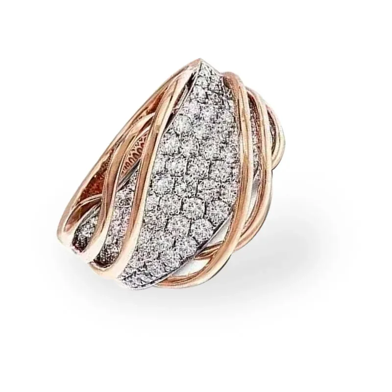 Anillo de circonia redonda para mujer, accesorio de joyería de fiesta, color blanco y oro rosa, tamaño 6-11, gran oferta, nuevo