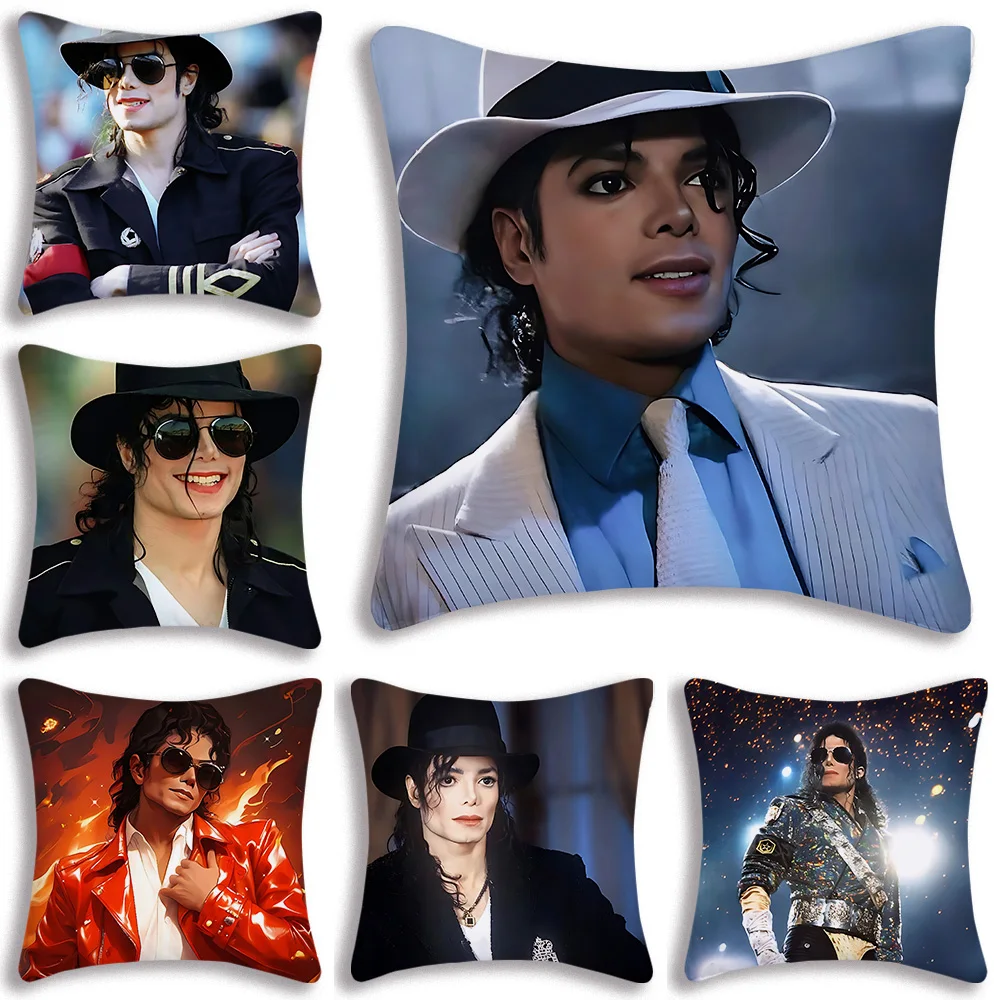 

Custom Super Star Michael Jackson Pillow Covers Cartoon Sofa Decorative Home Doublesided Printing Short Plush Cute Cushion Cover