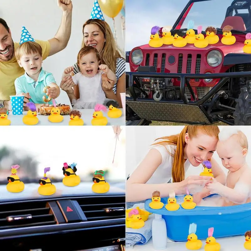 Rubber Cute Duck Toy Car Ornaments Yellow Duck Car Dashboard Decorations Sun Glasses Duck Toys for Auto Interior Accessories