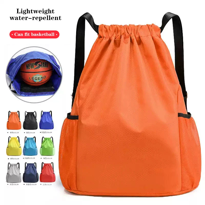 Custom Logo Drawstring Bag Backpack Simple Travel Backpack Large Capacity Drawstring Fitness Sports Football Basketball Bag