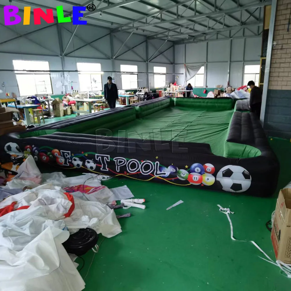 Interactief Spel Grote Footpool Opblaasbare Snooker Voetbal Zwembad Tafel Met 16 Ballen Zwarte Opblaasbare Billard Voor Voetbal Event