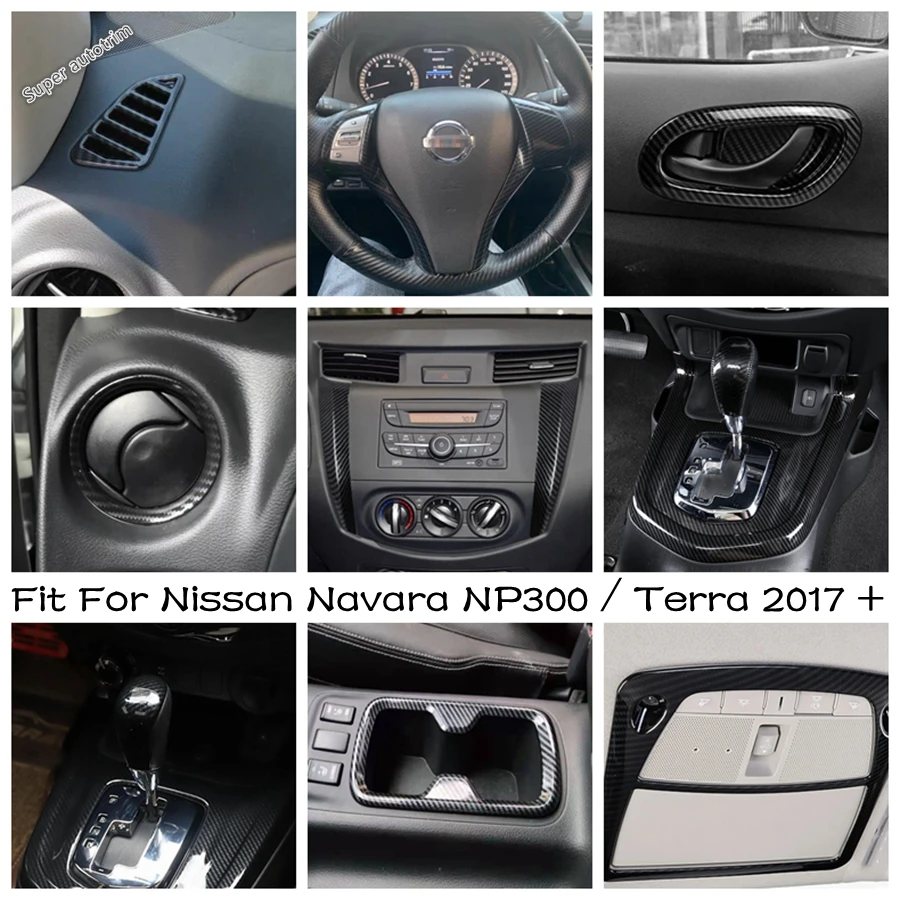 

Steering Wheel / Door Handle Wrist / Dashboard Cover Trim For Nissan Navara NP300 / Terra 2017 - 2021 Carbon Fiber Accessories