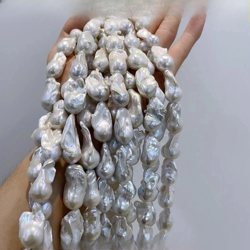 6A Grade 25-30x15-20mm Smooth Irregular White Baroque Natural Freshwater Pearl Beads For DIY Bracelet Jewelry Making Accessories