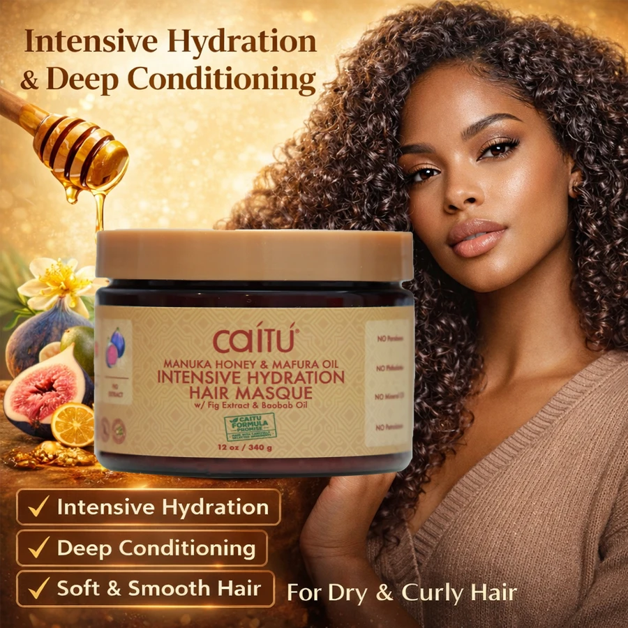 Manuka Honey Hair Mask for Dry Curly Hair Deep Conditioning Moisturizing Hair Masque Intensive Hydration with Mafura Oil 340g