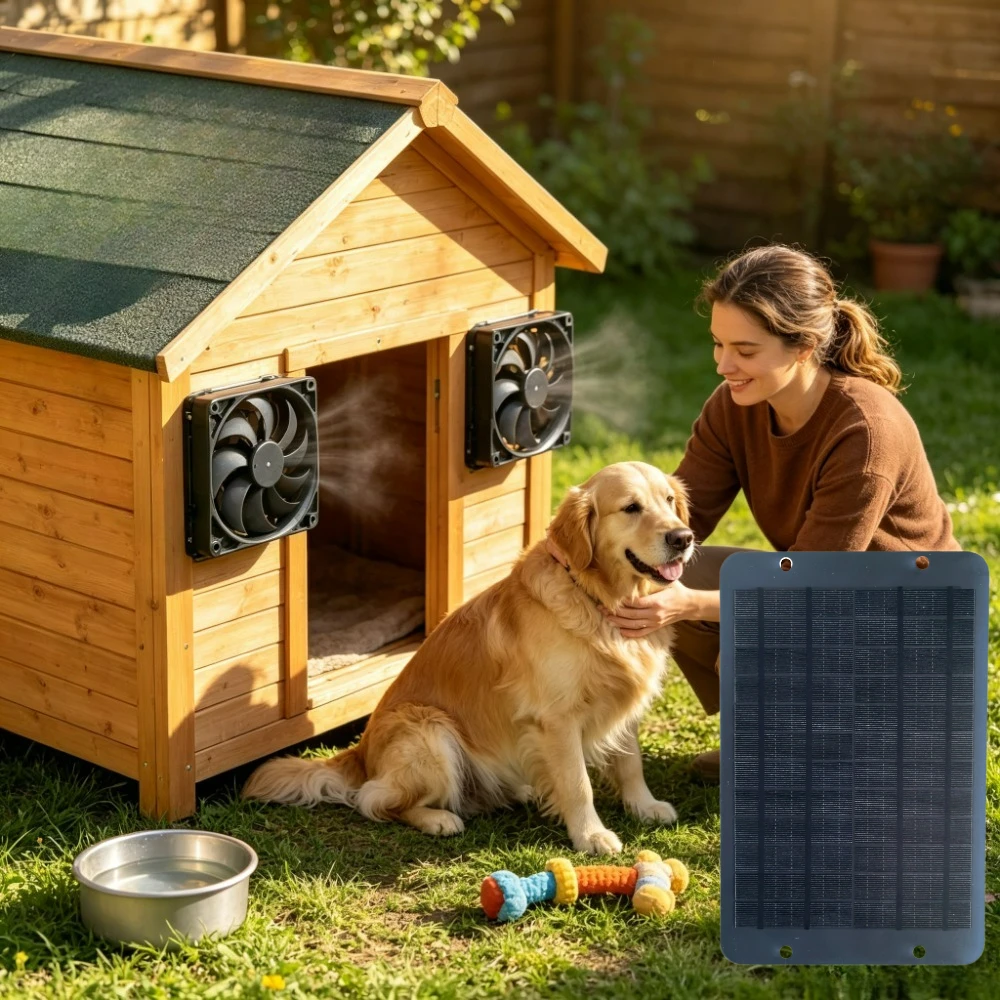 Anti Dust Rainproof 10W 15W Solar Twin Exhaust Fan Daily Outdoor Vent Cool System Solar Panel Ventilation Equipment for Breeding