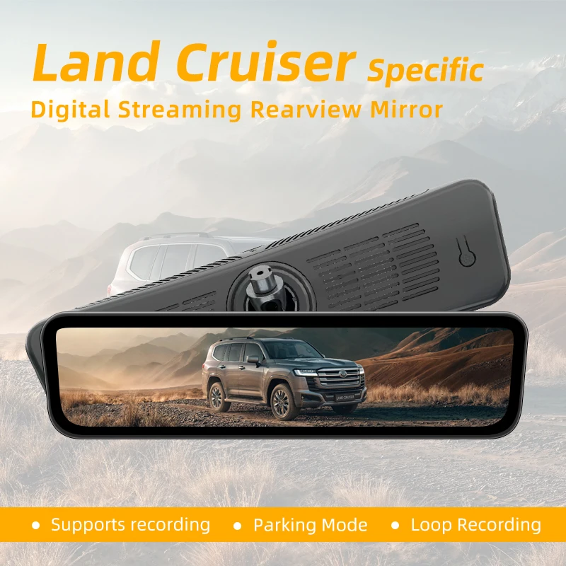 SINJET For Toyota Land Cruiser Digital Signal Streaming Rearview Mirror HD Front & Back Dual Camera Night Vision DVR Dash Cam