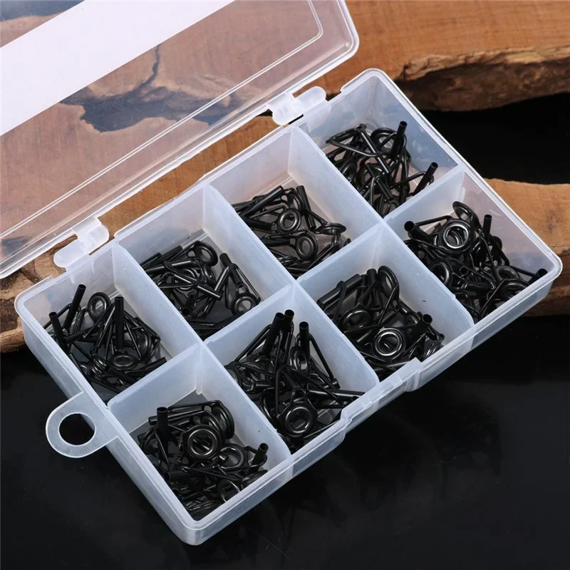 80 stücke schwarz Multi-Gauge Marine Rute Führungs ring Set Edelstahl Keramik Köder Ring Angel gerät Werkzeuge Zubehör Zubehör – Detail 8