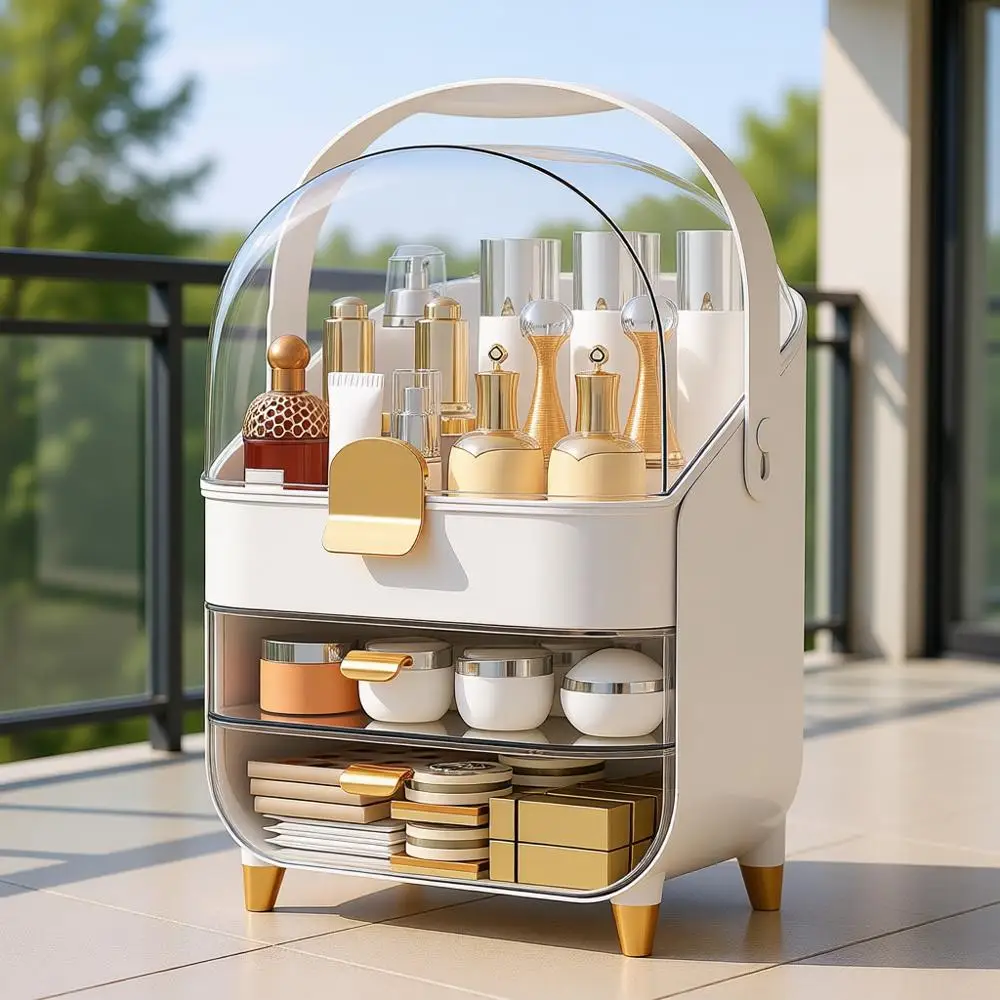 

Makeup Organizer Countertop, Skincare Holder Bathroom Counter Organizer, Storage Box Cosmetic Display Cases, Teen Girl Gifts Mak